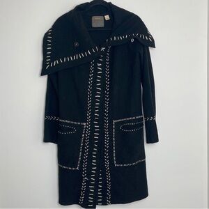 Anthropologie Black and White Stitch Coat